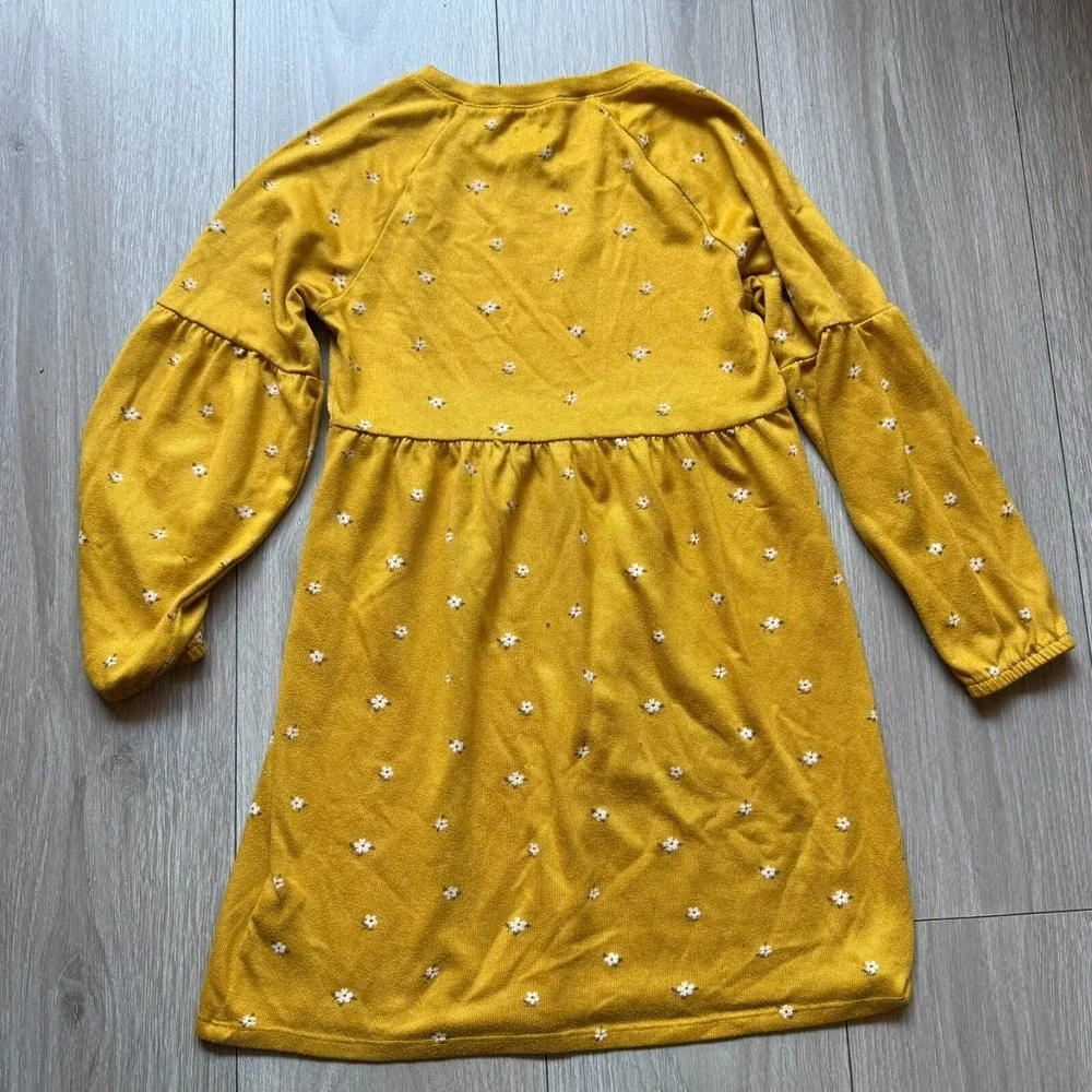 Gap Kids dress girls M 8 Yellow fit and flare flower prints long sleeve